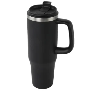Thermobecher 1,2 Liter Schwarz Isoliert Kaffee Becher Heiß und Kalt Strohhalm